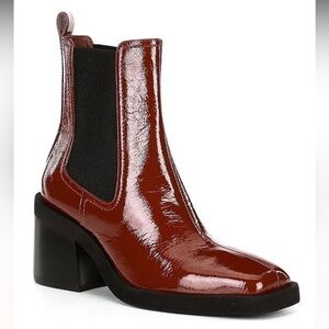 Gianni Bini Banks Crinkle Patent Double Gore Square Toe Booties